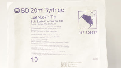 BD 305617 20ml Syringe Luer-Lok Tip - Pack of 10